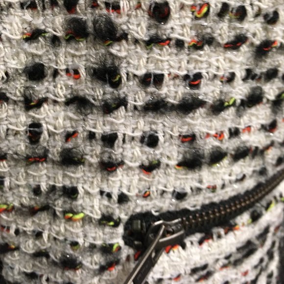 French Connection zip boucle blazer vintage black tweed wool blend classic 12 - Picture 4 of 7